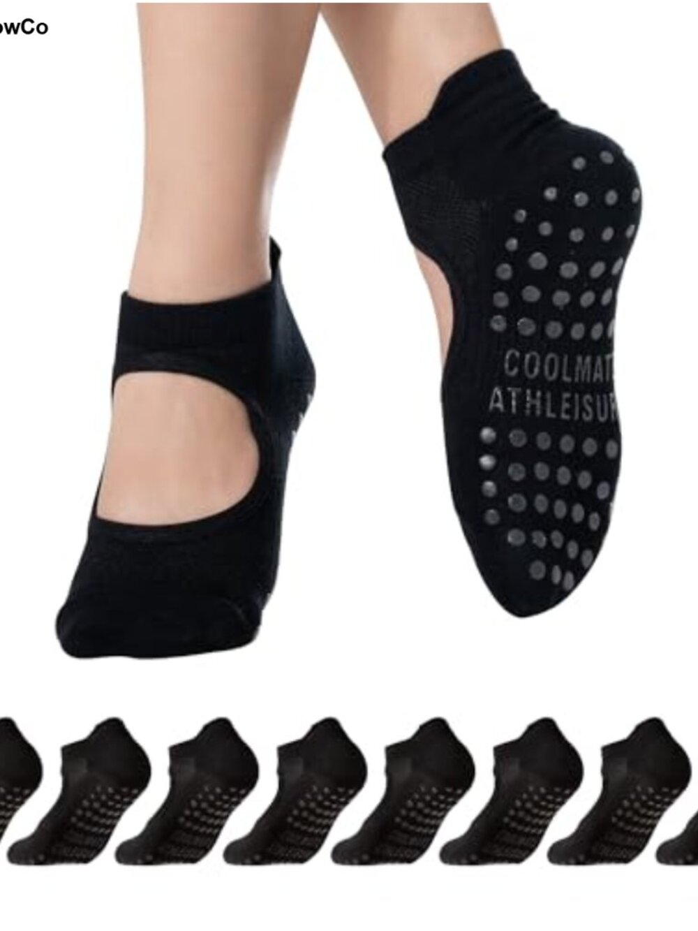 Non Slip Pilates Socks with Grips, Yoga Socks for Women, 4-Pair Set